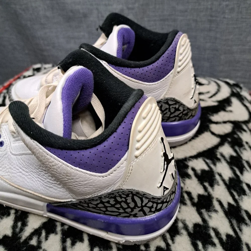 %Nike Size 5.5Y Air Jordan 3 Retro GS DM0967-105 White Purple AJ6